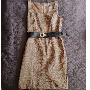 Gold Zebra Design Belted ANTONIO MELANI Size 6 Fully Lined Dress